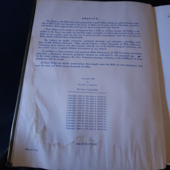 Vtg Hertel Holy Bible New Standard Reference Edition Blue Ribbon Leather 1965-66 - Picture 10 of 15